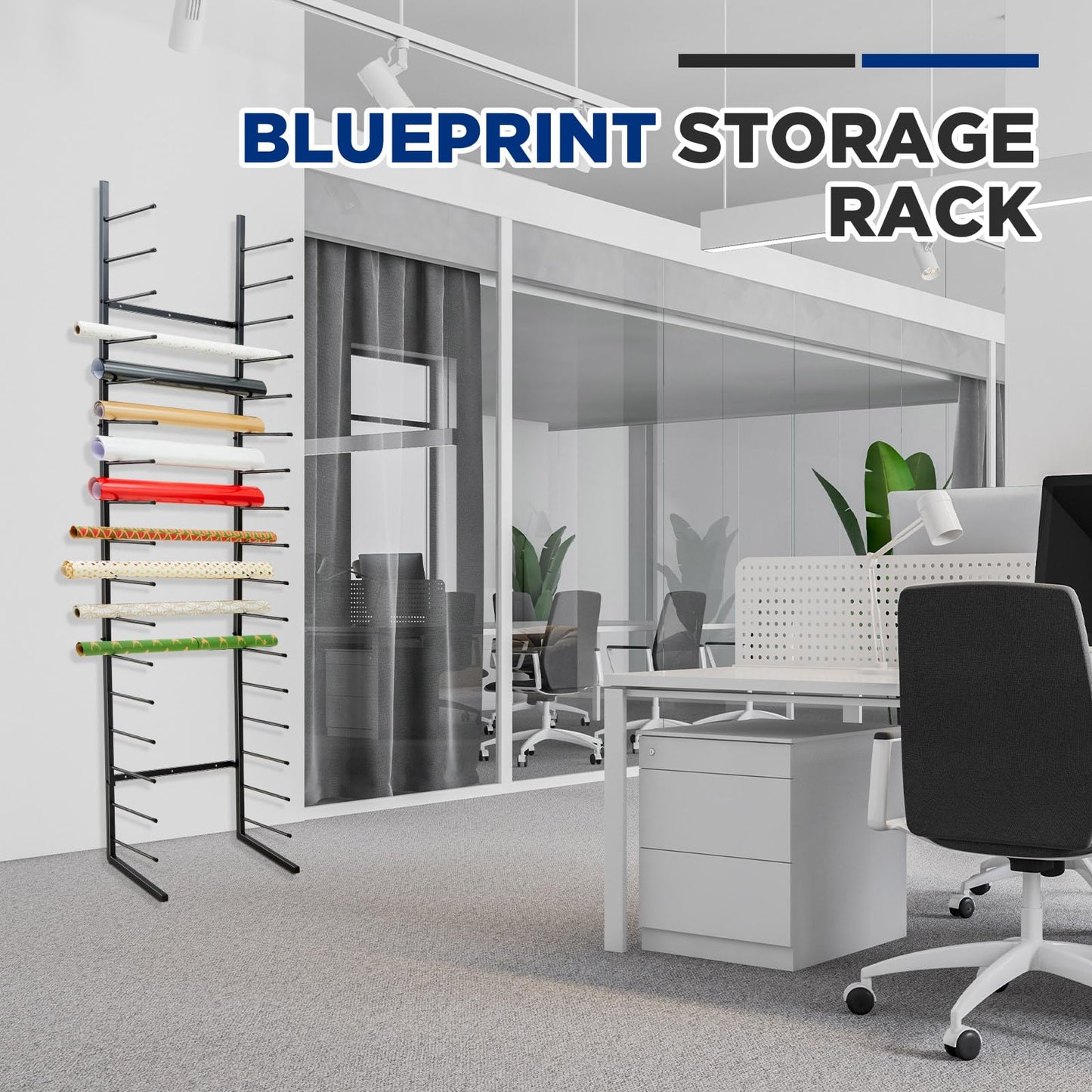 Gisafai 9/17 Tier Wall Mount Blueprint Storage Rack Hanging Vinyl File Roll Poster Display Rack Vertical Art Print Blueprint Holder for Plan Organization(84 x 21 x 11 Inches)