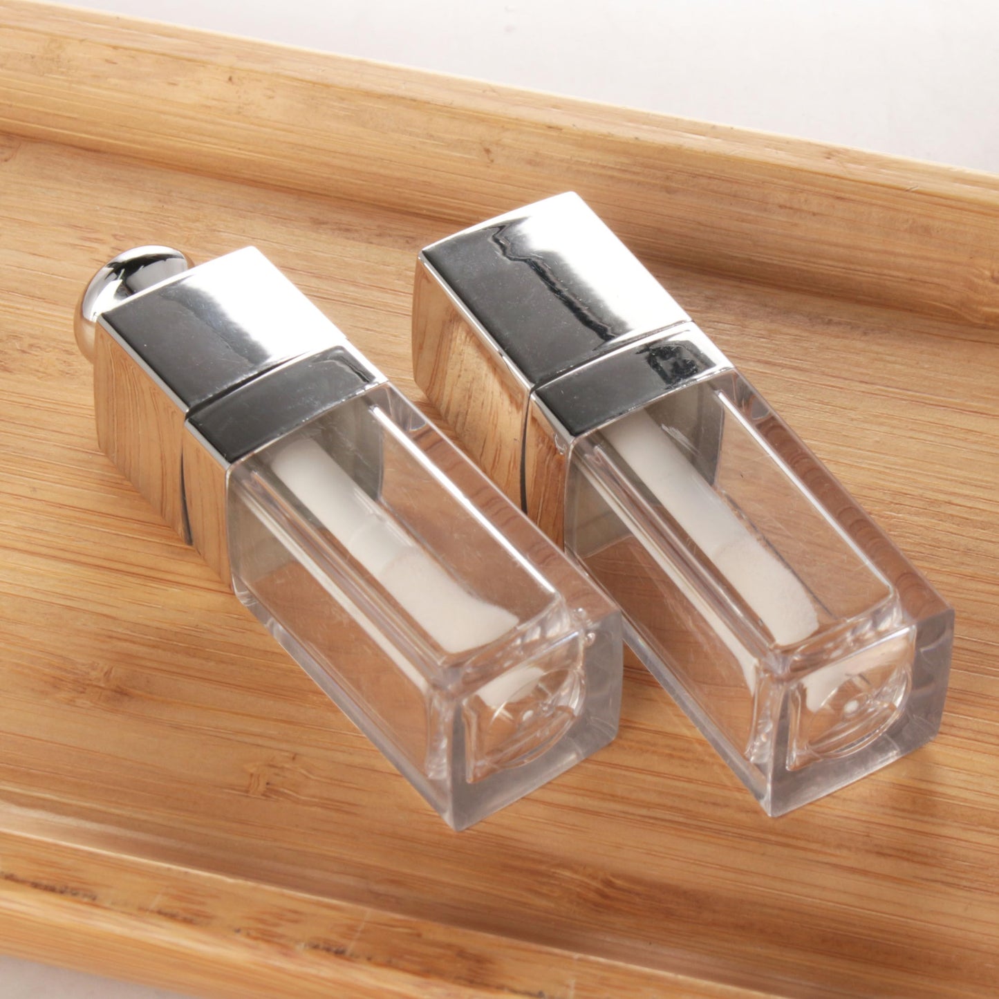 COSIDEA 20PCS Empty 8ML Square clear Lip Gloss Tube Silver big doe foot wand lipgloss tubes for Lip oil tint bottles container