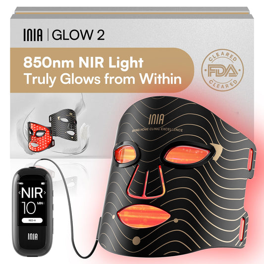INIA Red Light Therapy Mask for Face, 850nm NIR, Red/Blue LED Light 4 Modes