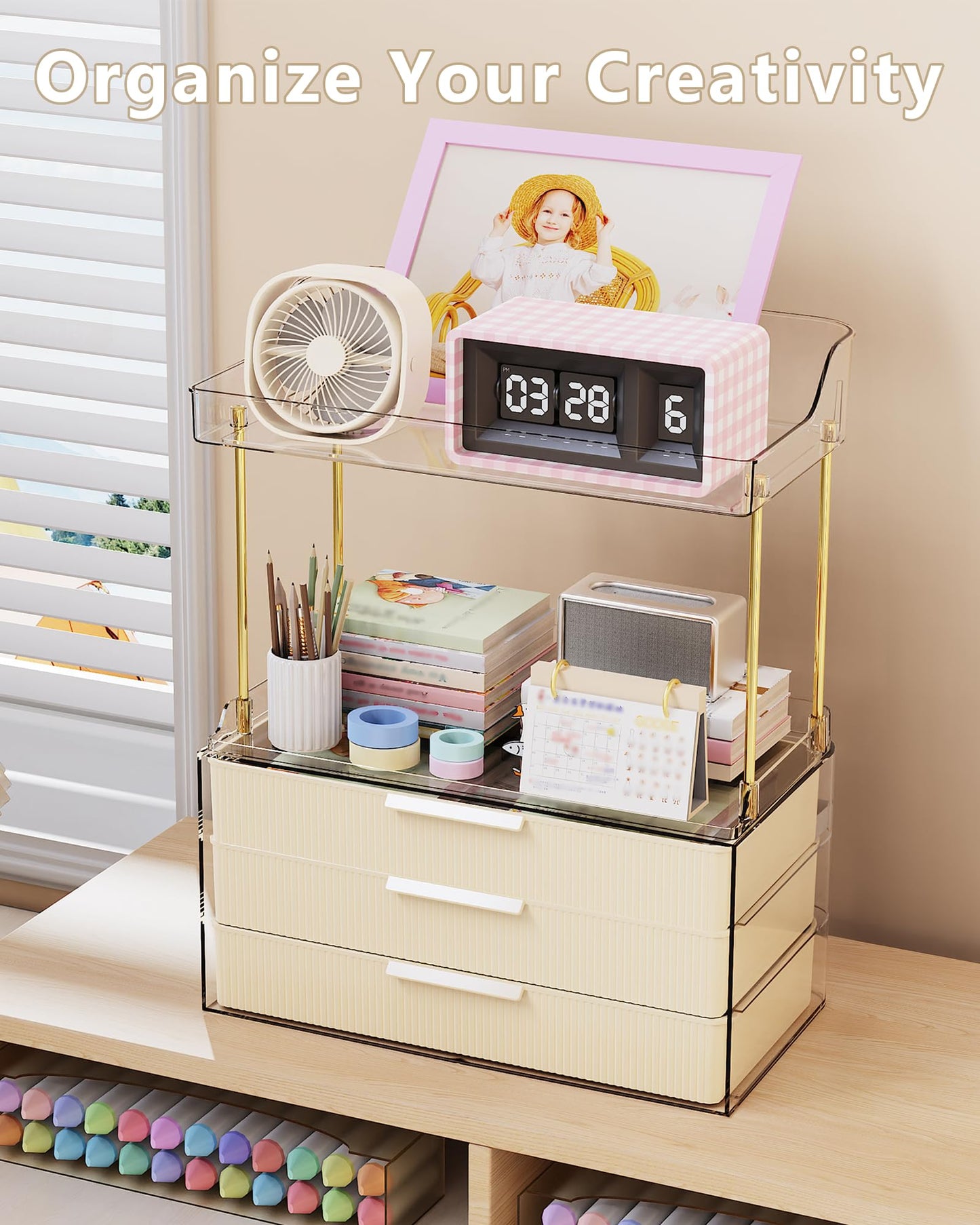 Anylady Bathroom Organizers and Storage, Makeup Organizer (Sturdy Durable Attractive), Ideal for Vanity, Countertop, Counter, Perfume, Skincare, Cabinet, Cosmetic, Dresser Organizer (Cream)