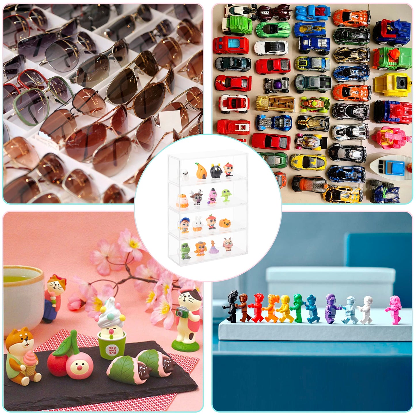 JOYMOMO Clear Display Case 4 Layer Mini Action Storage Box Cabinet Organizer for Mini Toys(Mini Toys are Not Included)