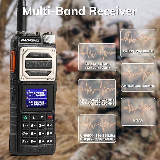 BAOFENG UV-25 10W Ham Radio Handheld, Dual Band Two Way Radio, UHF VHF FM AIR NOAA Receiver, 5200mAh Battery + USB-C Port, 999CH, Long Range Tactical Walkie Talkie, Chirp Programmable