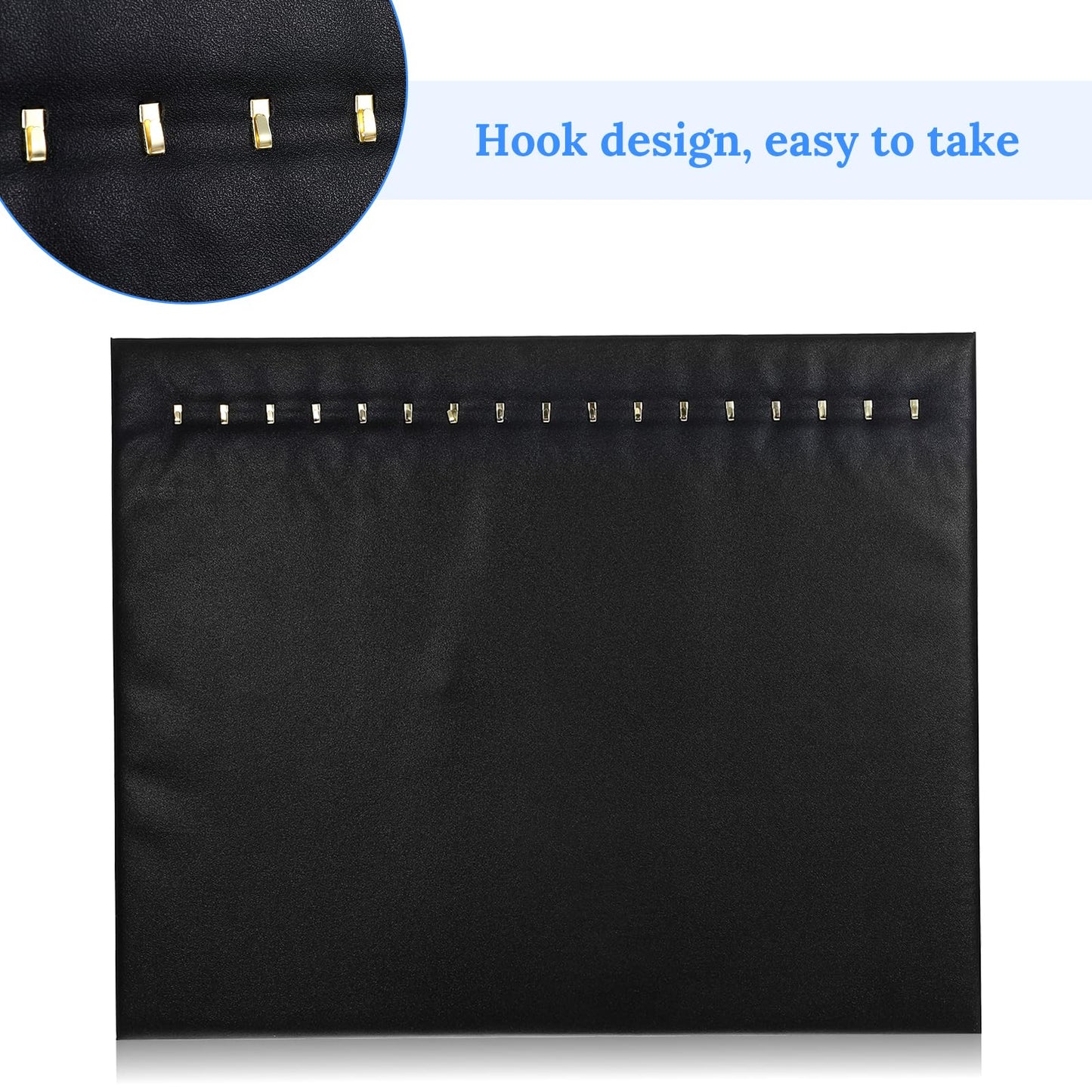 Nodaaiie 4 Pcs Black Jewelry Display Stands, Leather Necklace Organizer Boards with 17 Hooks for Selling, Shop Store Showcase, Chain Pendant Bracelet Storage