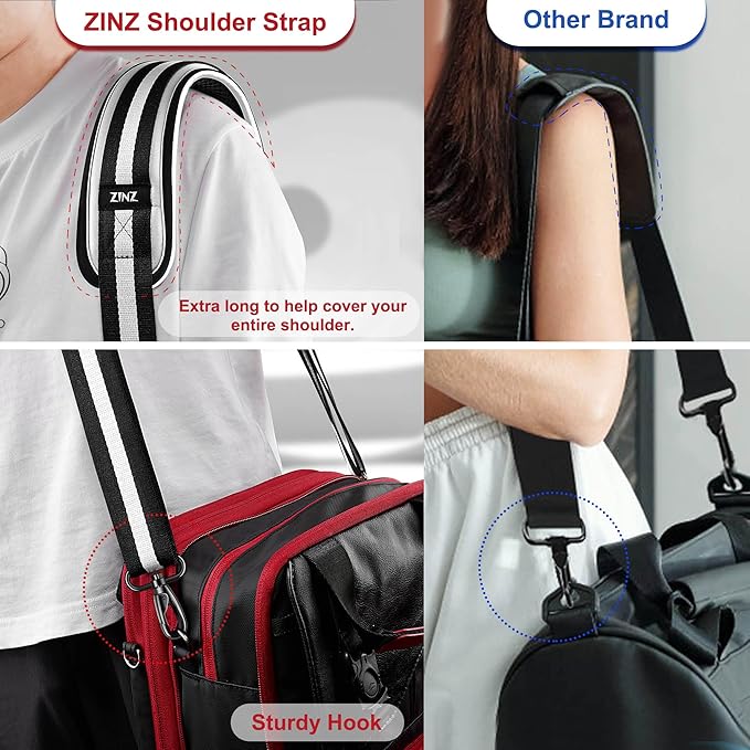 ZINZ 60" Universal Bag Strap with Ultra-Thick Fixed Breathable Pad Adjustable Heavy-Duty Shoulder Strap for Laptop Bag Crossbody Luggage Gym Bag Camera Bag and More -TW01B03