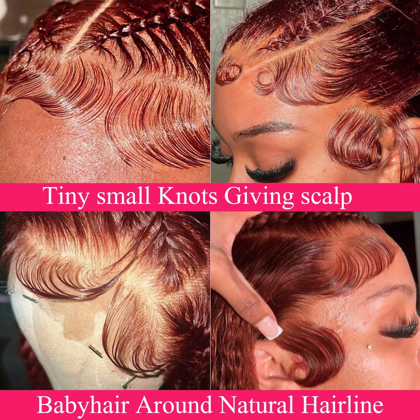 Aveiyce Reddish Brown Deep Wave Lace Front Wigs Human Hair 33b Color 13x4 HD Lace Frontal Wig for Women 180% Density Glueless Copper Red Curly Wig Pre Plucked 26 Inch