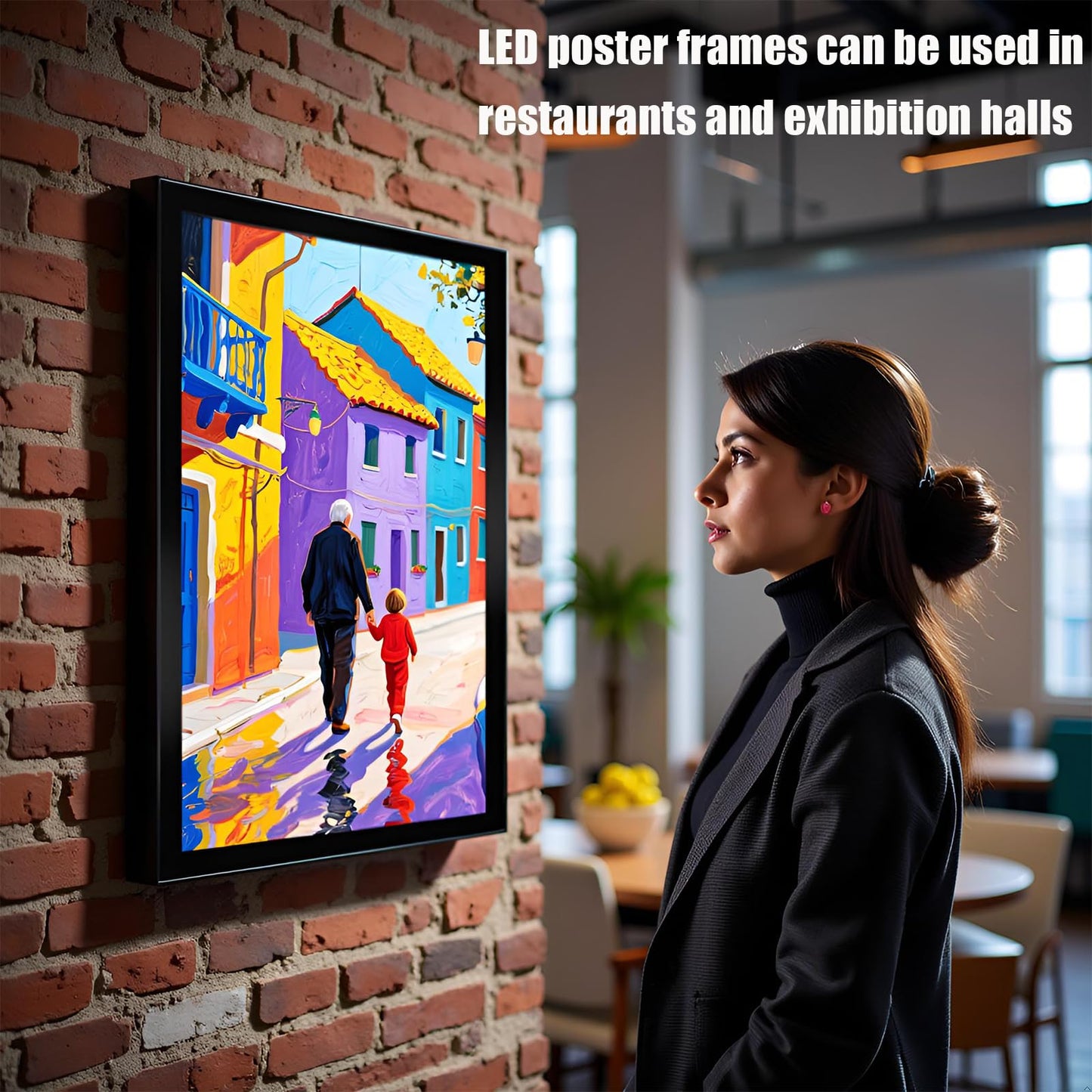 QI XING Led Poster Frame 16x24 Inch, Poster Lights for Wall,Movie Poster Frame with Dimmer Swich,Wall Mounted Magnetic Led Lightbox Display,Backlit Display Horizontally and Vertically