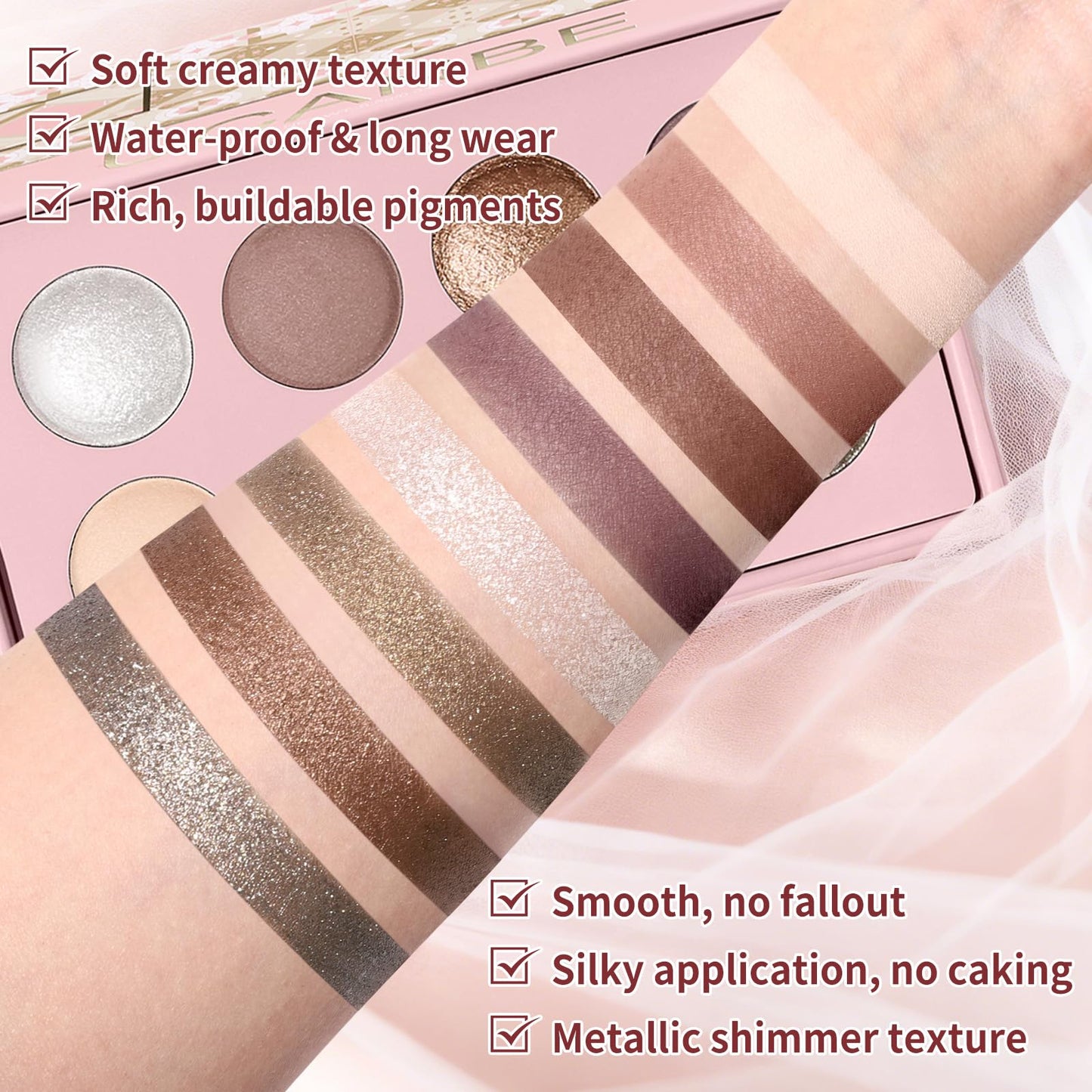 UCANBE Baked Eyeshadow Palette Set, Matte & Shimmer Metallic Eye shadow, High Pigment Makeup Palette, Soft Blendable & Long-Lasting,Velvety Texture (02 Matte & Shimmer)