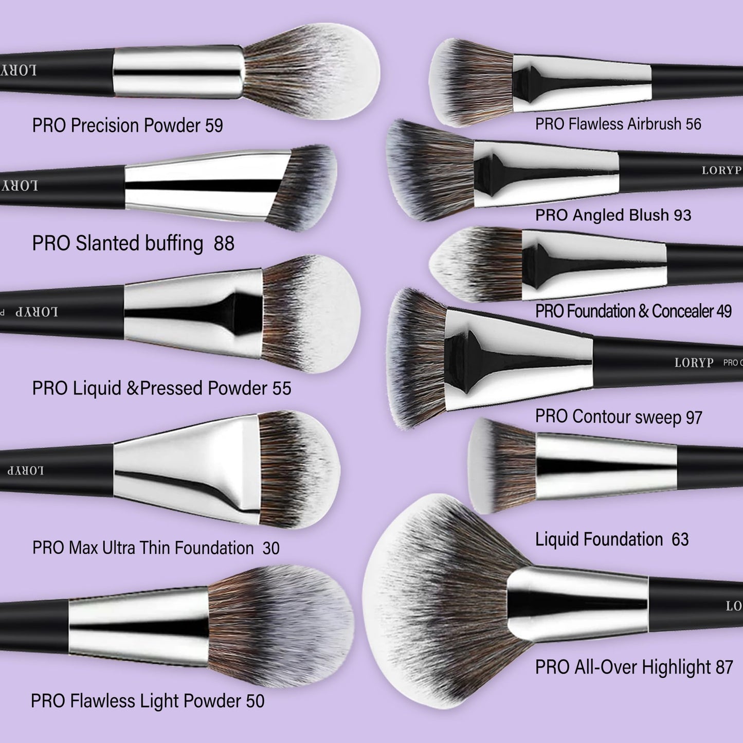 LORYP Professional Makeup Brushes Set 32Pcs Matte Black Cosmetic Brush Kit for All Face & Eye of Soft Vegan Synthetic Hair for Artists & Enthusiasts