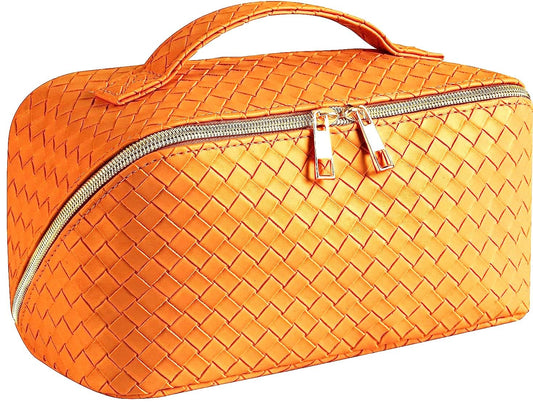 GENERIC Savatti Large Capacity Makeup Organizer Bag, Travel Toiletry Bag with Wide Open Pouch, Cosmetic Bag for Women, Makeup Brush Holder, Toiletries Accessories (165, brown)
