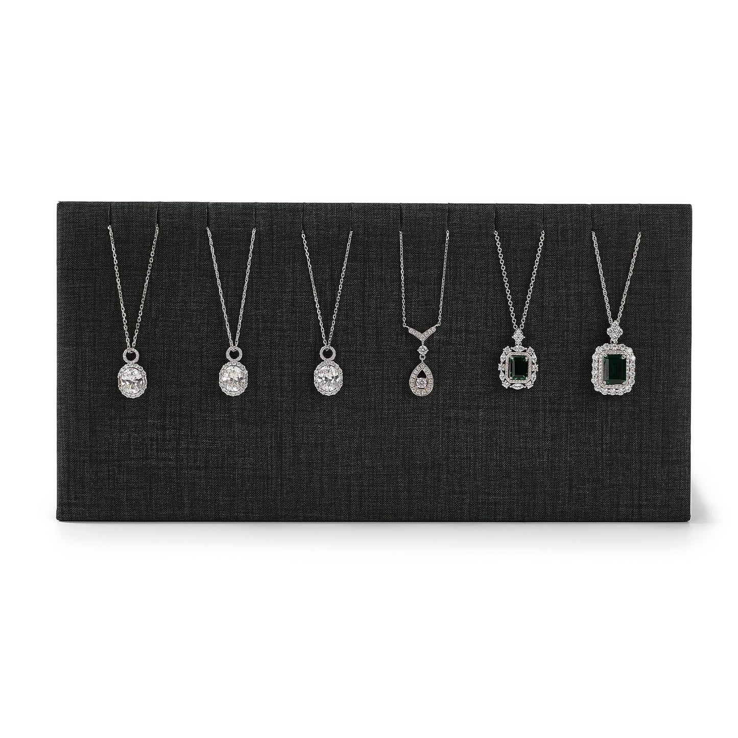 Papten PU Leather with Linen Texture Necklace Display Stand Necklace Bracelet Display Holder Stand with Hooks For Jewelry Storage Display (Black)