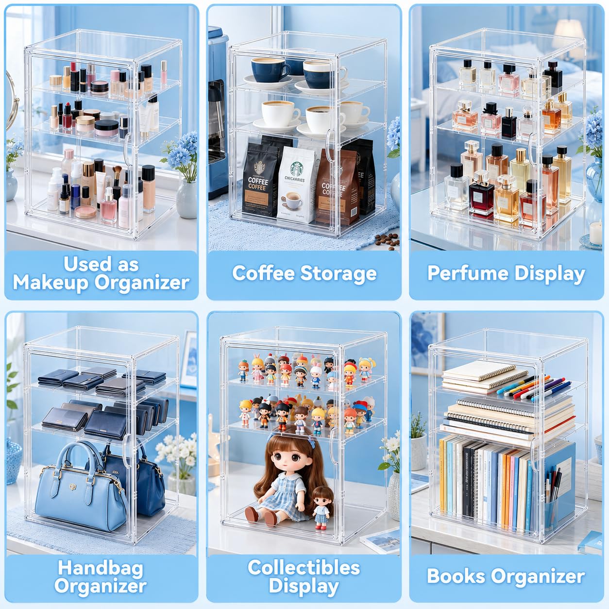 Baby Bottle Storage Organizer, Large 3 Tier Acrylic Bottle Storage Organizer Container for Countertop, Clear Plastic Bottle Station Organizers for Kitchen Cabinet Vanity Bathroom, Gifts for New Mom