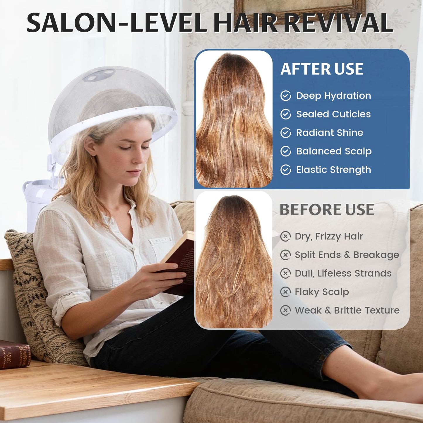 Wuissvnb Hair Steamer,2 in 1 Hair and Facial Steamer with Extendable Arm, Portable Tabletop Steamer, Suitable for Home and Salon Personal Care