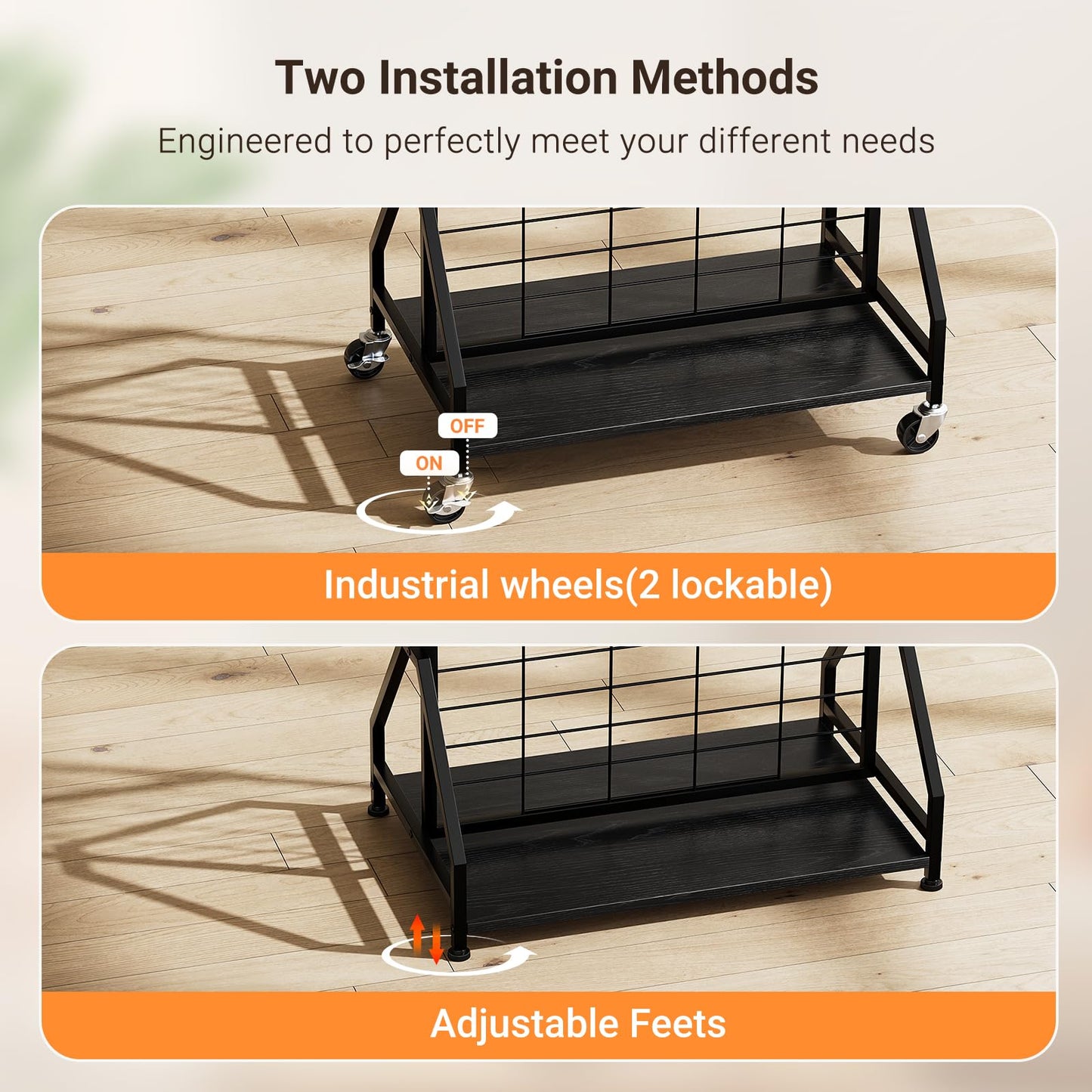 ELYKEN Foldable Grid Wall Panels 5.7' x 2' FT, Movable Wire Gridwall Display Rack with Wheels and Adjustable Foots, Retail Display Stand for Vendor with Storage (Black)