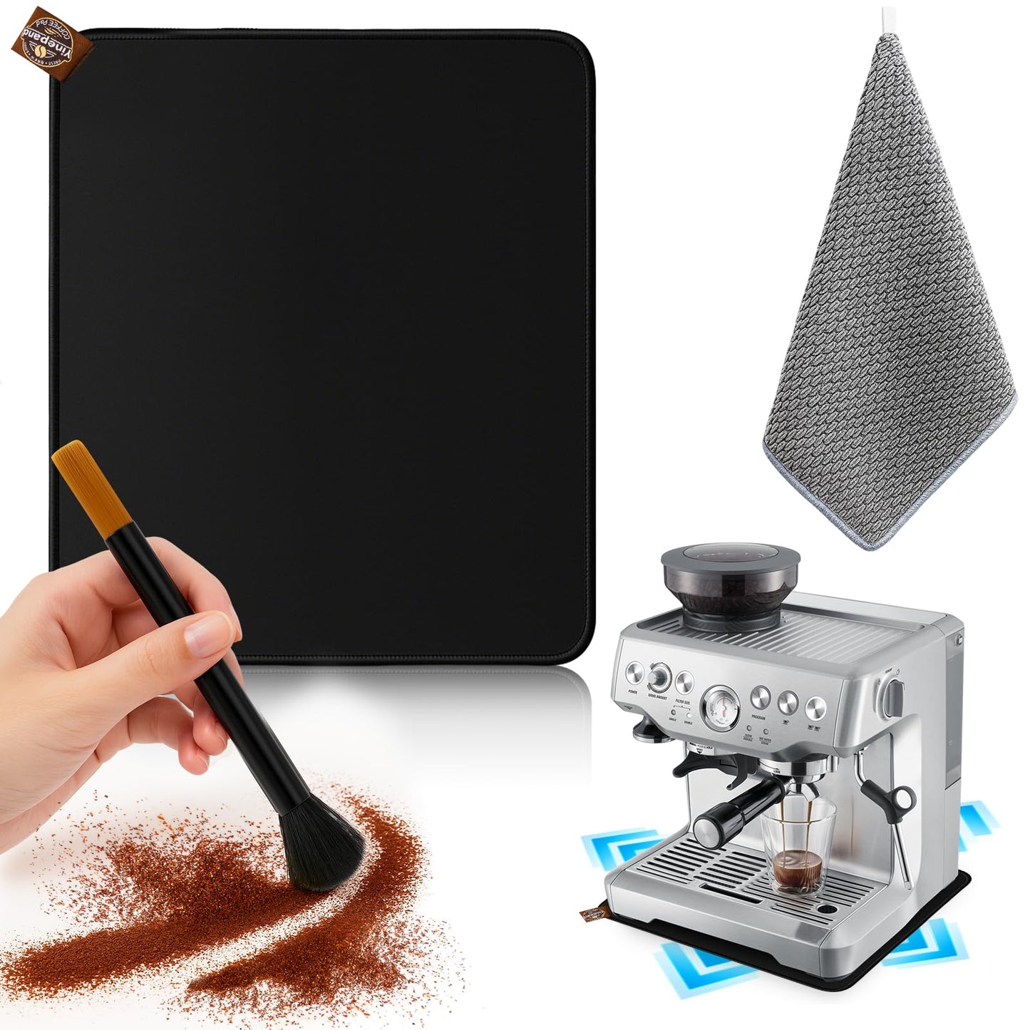 1 Pcs Sliding Mat for Breville Espresso Machine 870XL, with Microfiber Towel and Coffee Brush, Slide Easily,Cleanig Kit, Cafe Accessories,Scratch-Free Movement for Countertop and Keep Machine Clean
