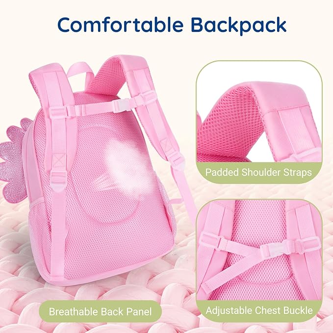 mommore Kids Backpack Preschool Kindergarten Backpack for Girls 4-6 Girl Bookbag 15” for Elementary School, Car