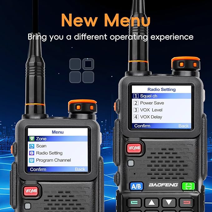 BAOFENG BF-5RH PRO GPS 10Ｗ Ham Handheld Radio, Multi-Band Long Range Two-Way Radio with 18.89'' Tactical Antenna, Aviation/VHF/UHF/ 1.25m Scanner, NOAA APRS 5RM Walkie Talkies Type-C Charging,2 Pack