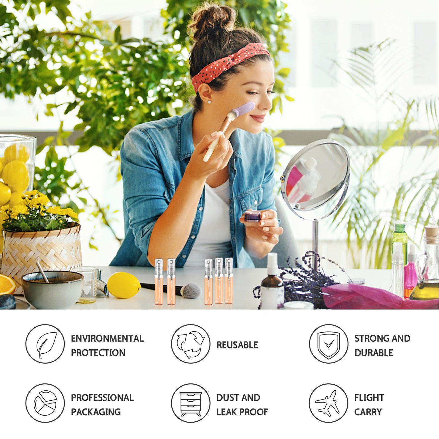 Csdtylh Mini Spray Bottle 105PCS 5ML Clear Glass Perfume Bottles Refillable Fine Mist Spray Bottles Empty Fragrance Sample Spray Containers Cosmetics Atomizer for Cleaning,Travel,Essential Oils
