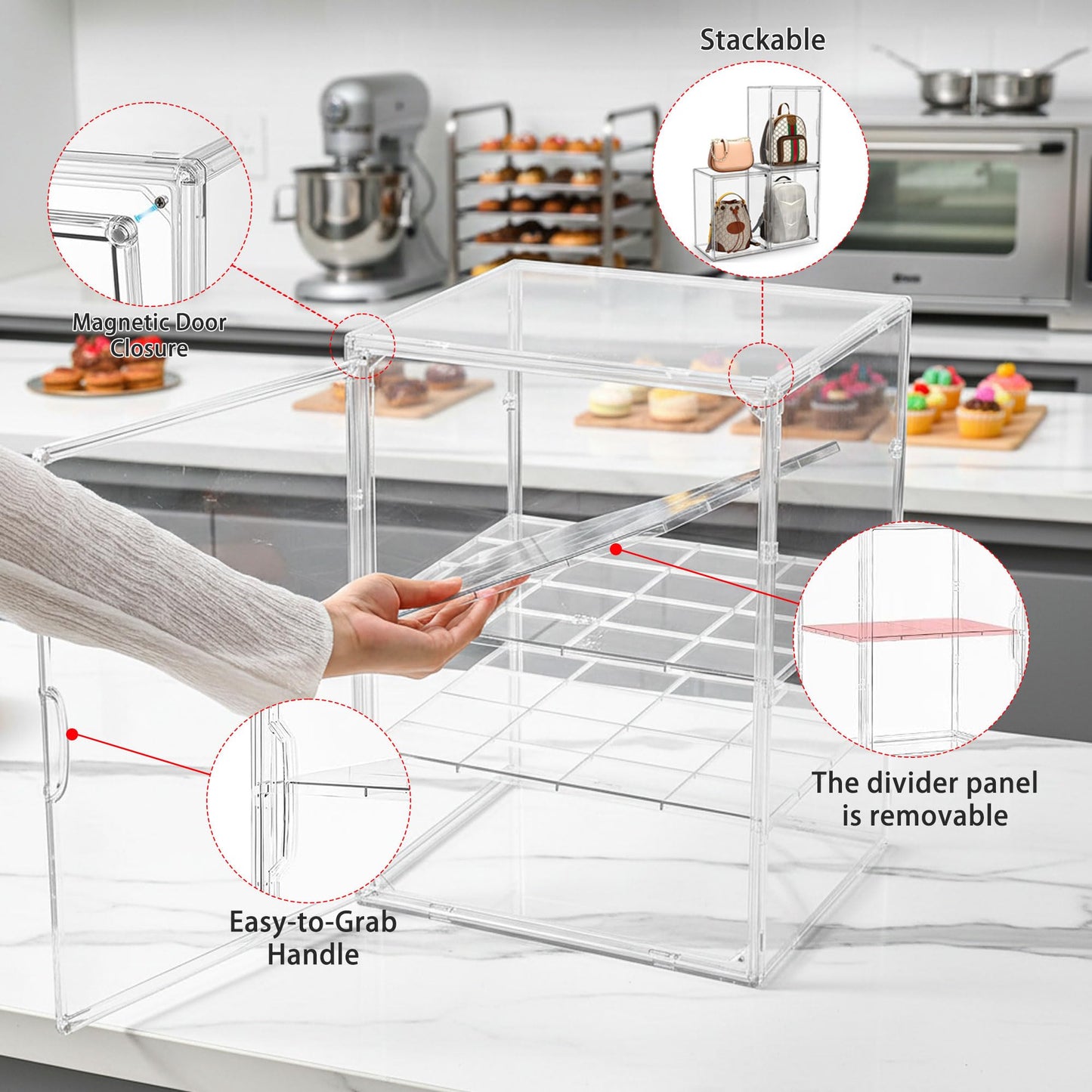 Clear Acrylic Display case for Figures, Acrylic Boxes for Display, Stackable Display Boxes for Collectibles with Magnetic Door and Removable Shelves, Figure Display for Figurines, Pop Figures, Models