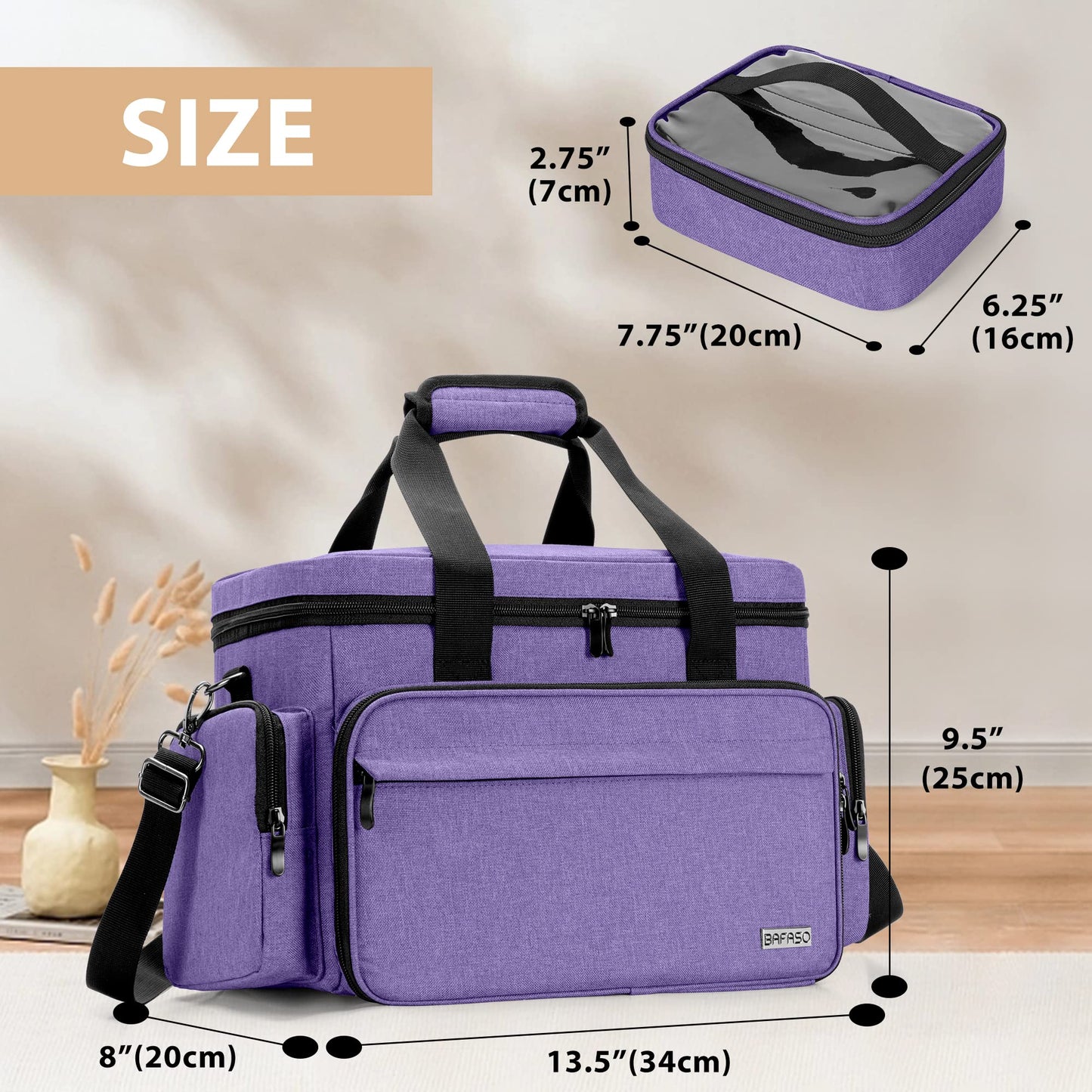 BAFASO Large Makeup Bag with 2 Removable Pouches and Detachable Dividers, Multifunctional Toiletry Bag Cosmetic Bag to Keep Makeup and Hair Supplies (Patent Pending), Purple