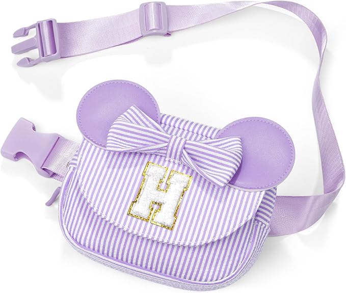 Birthday Gifts for 4 5 6 7 8 9 10 11 12 13 14 Year Old Girls - Belt Bag for Kids Teens Girls 8-12, Initial Fanny Pack Belt Bag Purse for Girl Teen Daughter Sister Kids Birthday Gift Purple H
