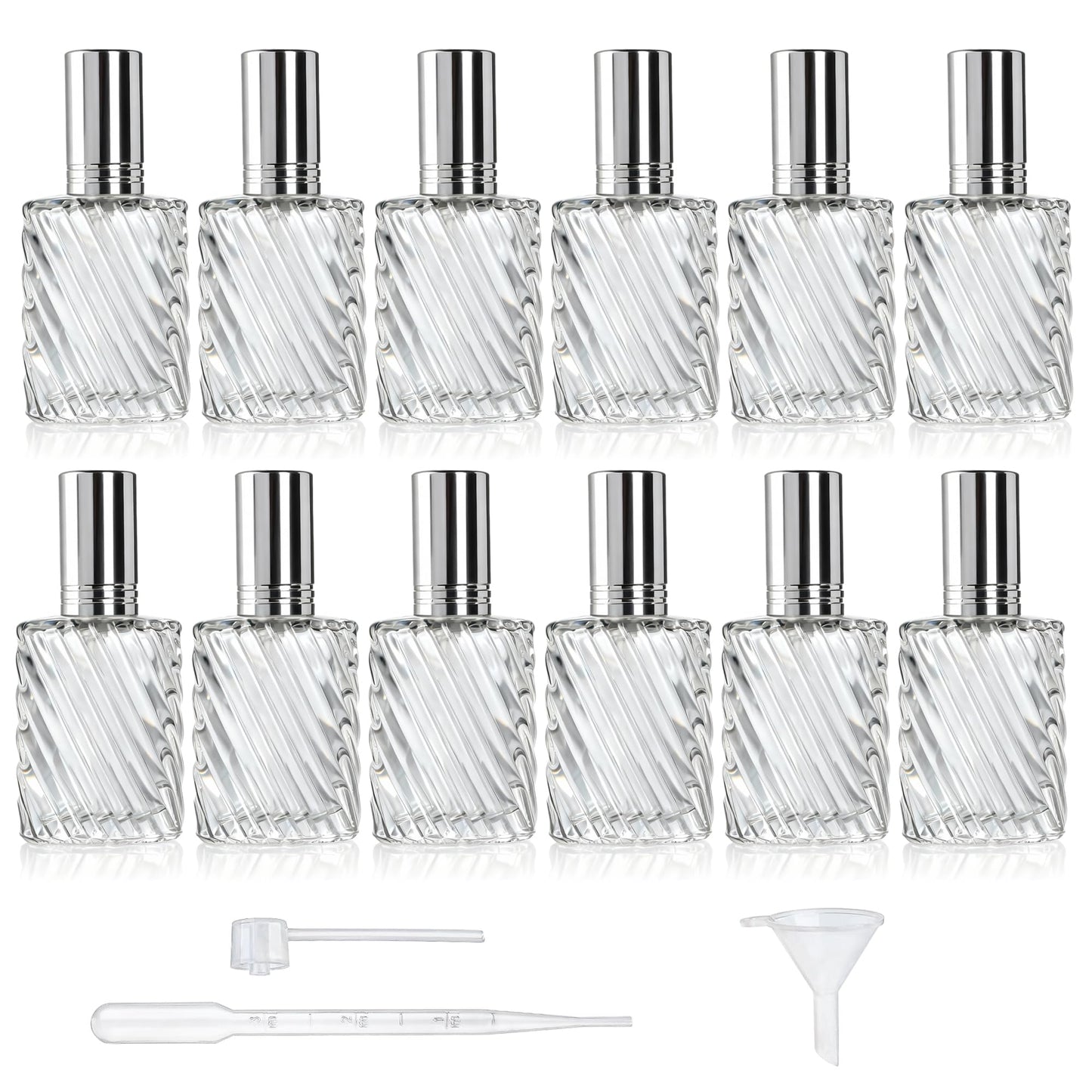 YU FENG 12pcs Glass Perfume Atomizer Spray Bottles Empty Refillable with Funnels Pipettes Dispensers for Essential Oil（13ml）
