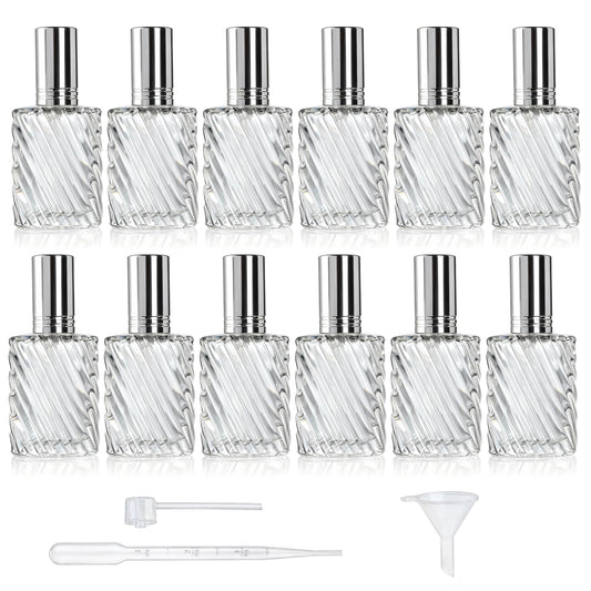 YU FENG 12pcs Glass Perfume Atomizer Spray Bottles Empty Refillable with Funnels Pipettes Dispensers for Essential Oil（13ml）