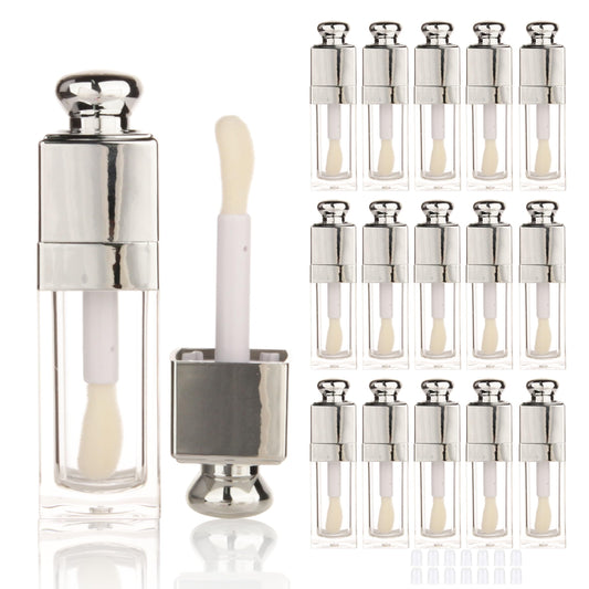 COSIDEA 18PCS Empty 8ML Square clear Lip Gloss Tube Silver big doe foot wand lipgloss tubes for Lip oil tint bottles container