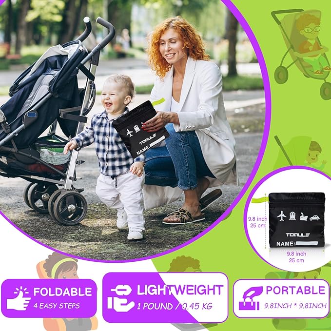 TOMULE Waterproof Gate Check Stroller Bag for Airplane Travel - XL Size, Padded for Double Stroller - Fits All - (Black)