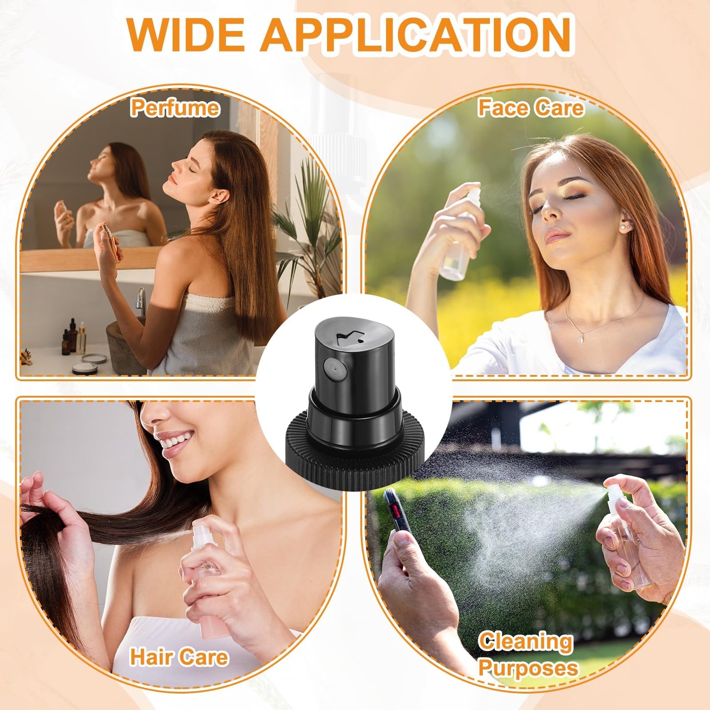 uxcell 24 Pcs Black/White Spray Top, 24/410 Fine Mist Sprayer Reusable Replacement Spray Bottle Pump Stripe Plastic Top for Cosmetic Perfume and Body Sprays Bottle