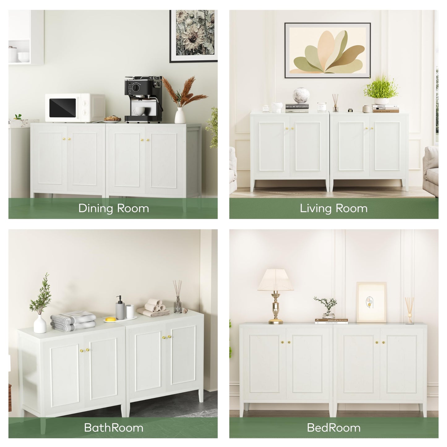 VDNEND Multifunctional Storage Cabinet, Modern 2 Doors Freestanding Cabinet Buffet Cabinet for Bathroom, Kitchen, Living Room, Office, Restaurant, Entryway Organizer (Antique White)
