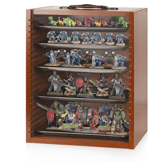 Cathyeen Miniature Display Case Display Cases for Collectibles Miniatures Storage Case Display Shelves Shelf for Collectibles for Mini Action Figures Valuable Collectibles or Crystal Stone (Brown)