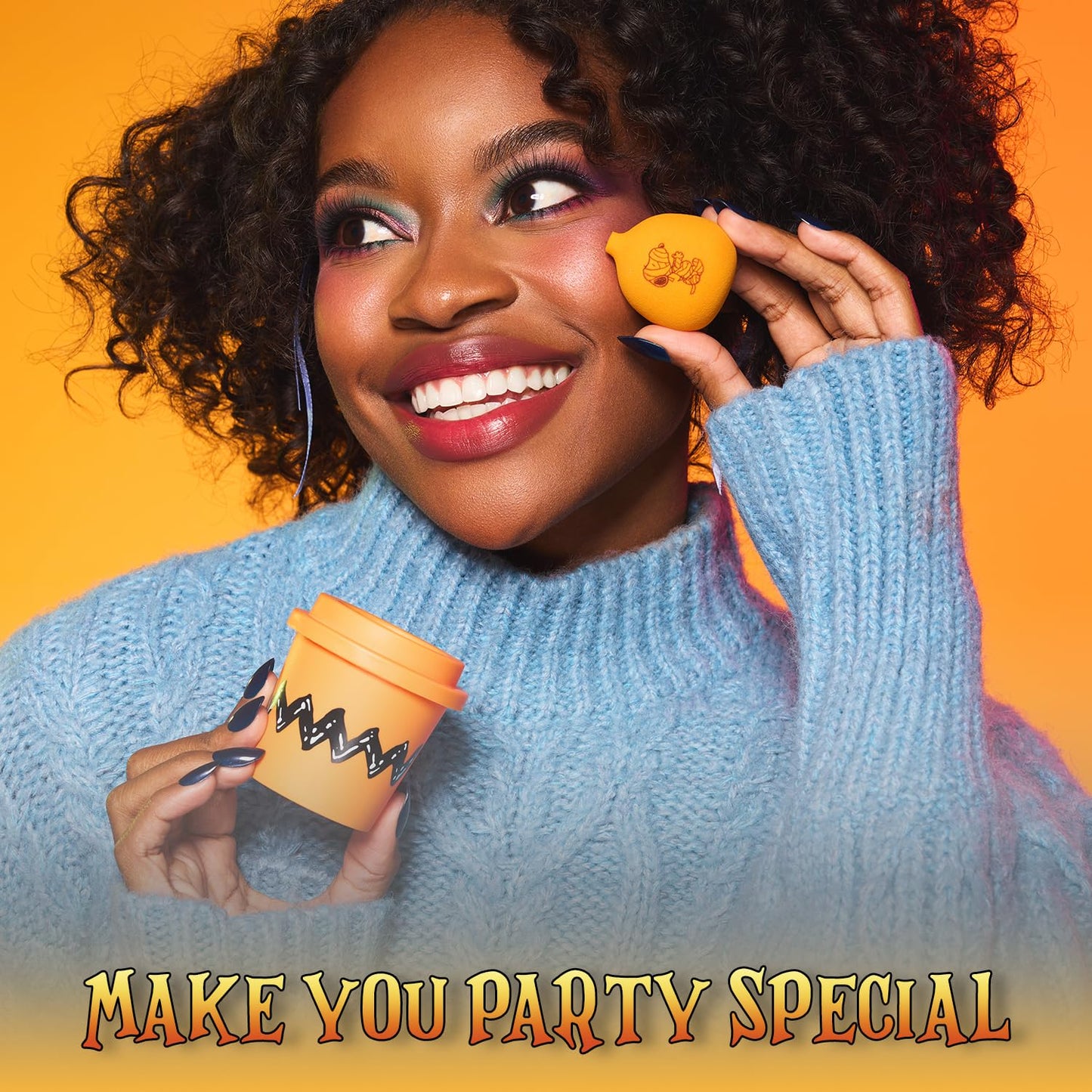 Profusion Cosmetics Peanuts Pumpkin Blend Sponge Set with Holder, Versatile Tool for Smooth Makeup Application, Achieve Ideal Blending