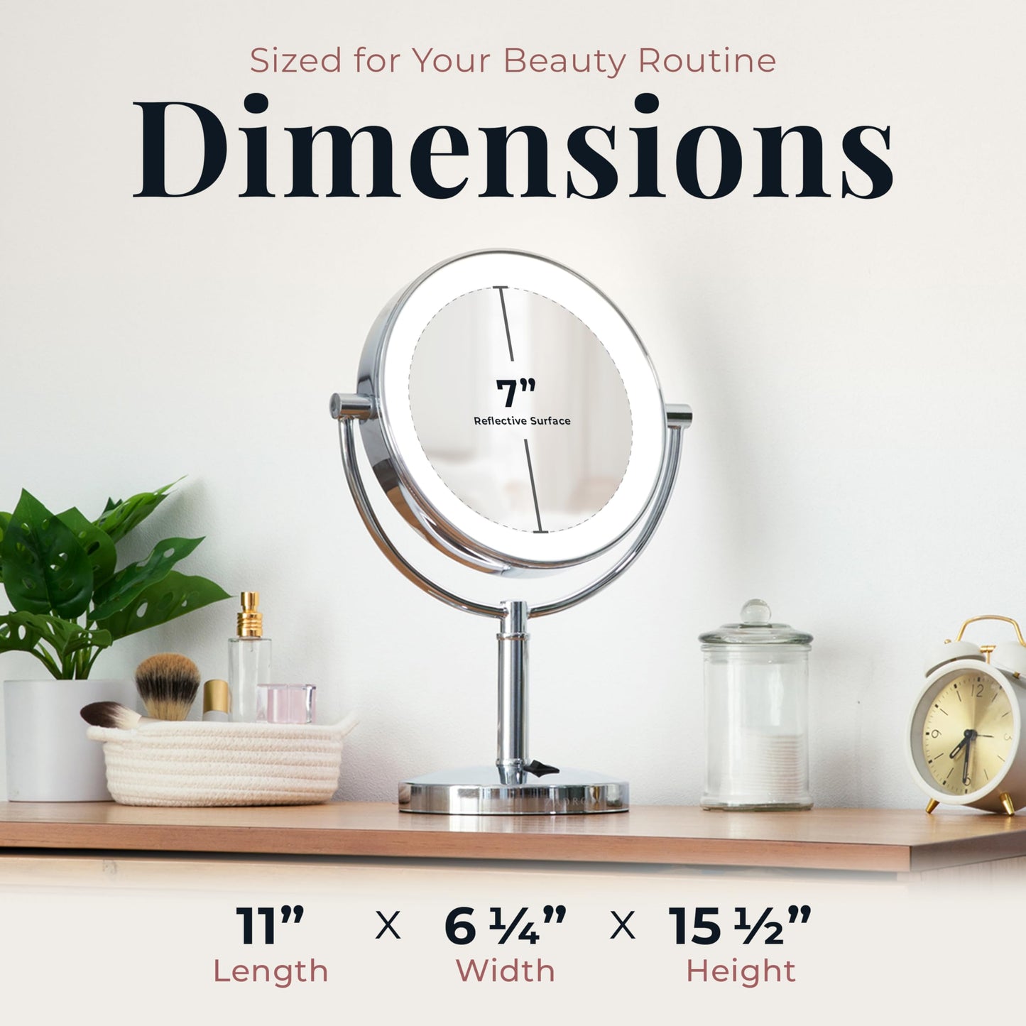 Zadro Laguna 11" Makeup Mirror with Lights and Magnification LED Lighted Makeup Mirror with Magnification 5X/1X