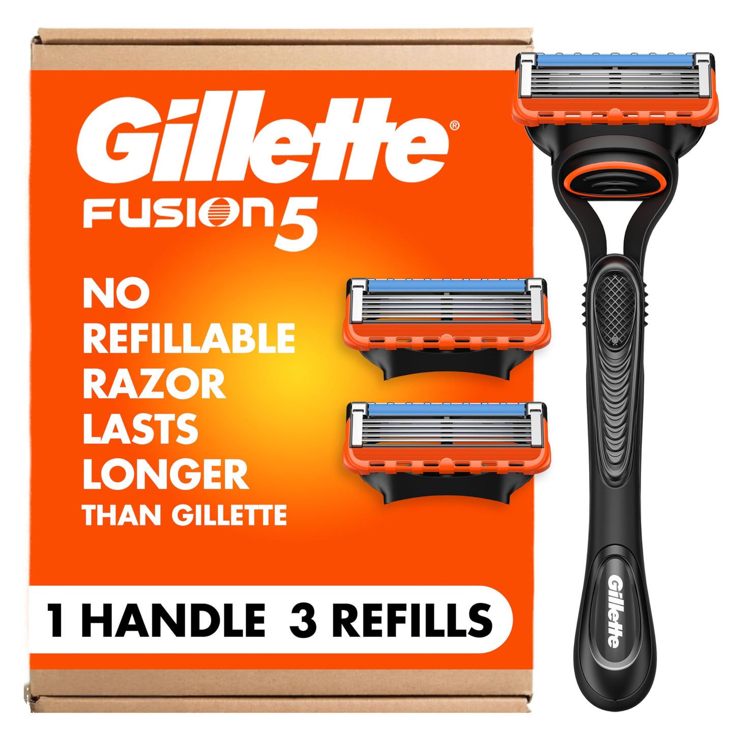 Gillette Fusion5 Razor for Men, 5-Blade, 1 Razor Handle, 3 Blade Refills
