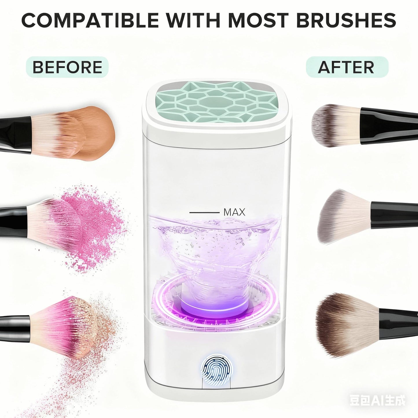 Electric Makeup Brush Cleaner; Automatic Brush Washer with Built-in Stand; Portable USB-Powered with Cable; Deep Cleaning for Cosmetic Brushes; Beauty Gift for Women
