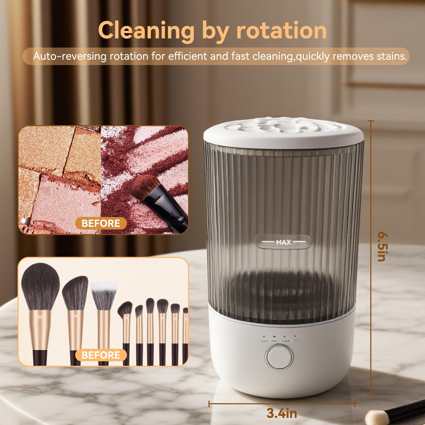 Electric Makeup Brush Cleaner Machine, 6500RPM Automatic & Portable with 1800mAh Rechargeable Battery for All Brush Sizes, Perfect Gift for Makeup Lovers