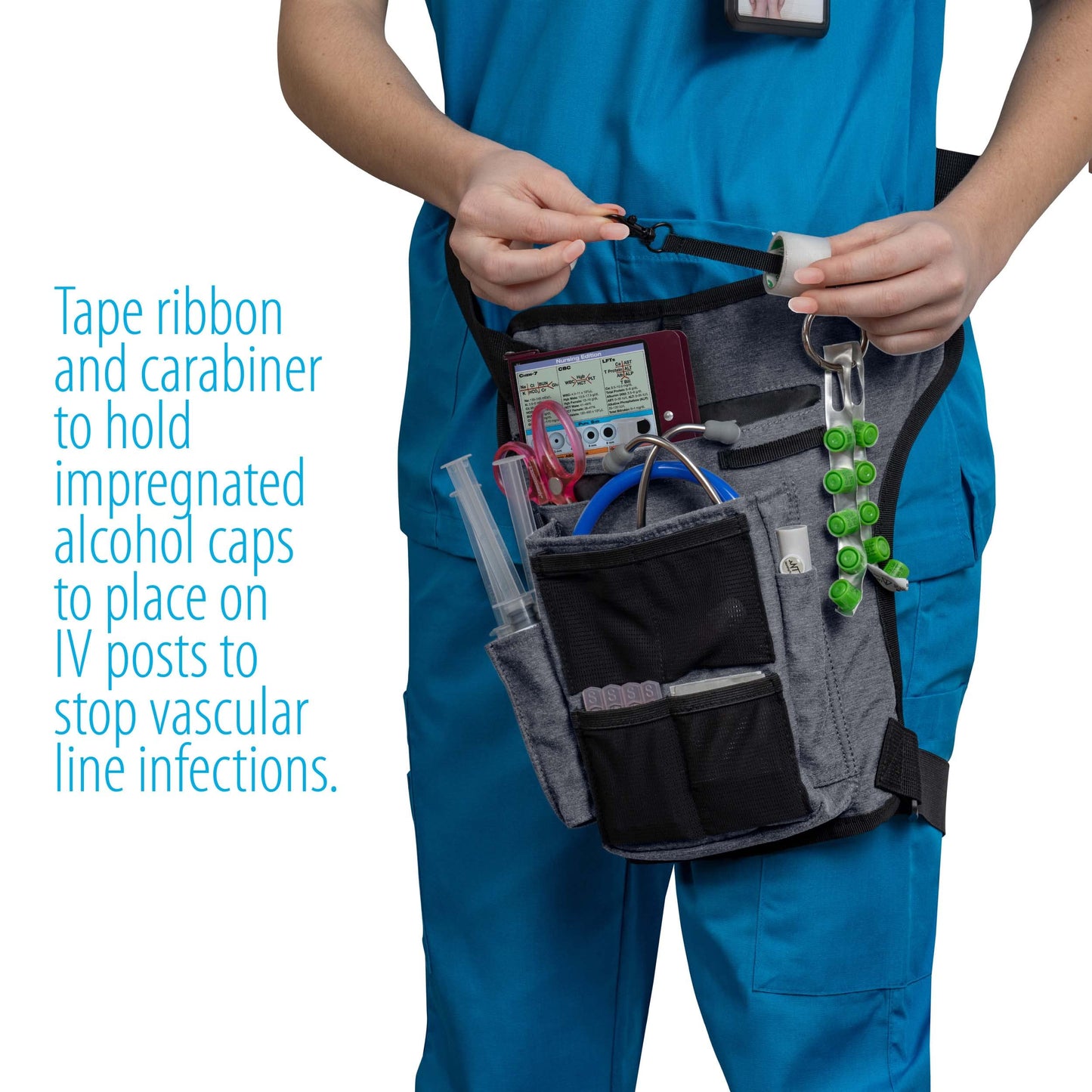 Nursing Tools Nursing Fanny Pack Organizer with Leg Strap – Medical Waist Bag with Scissor, Tape & Stethoscope Holders – Nurse Utility Belt for Work & Clinical Use (Seal Grey)