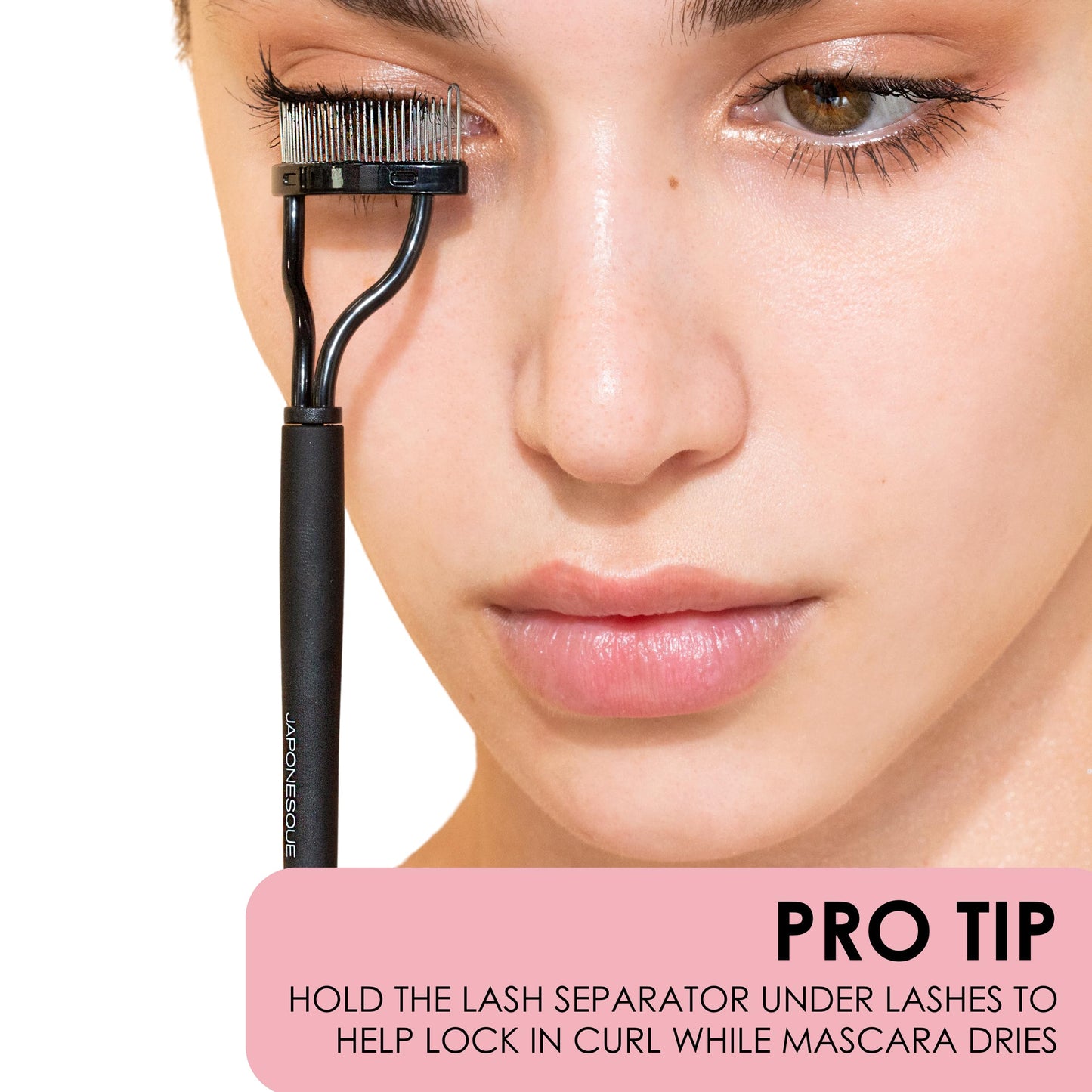 JAPONESQUE - Velvet Touch Lash Separator (0.43 x 5.79 x 1.18 inches) - Eyelash Comb Lash Separator Tool, Remove Mascara Clumps, Arc Lash Brush (Black)