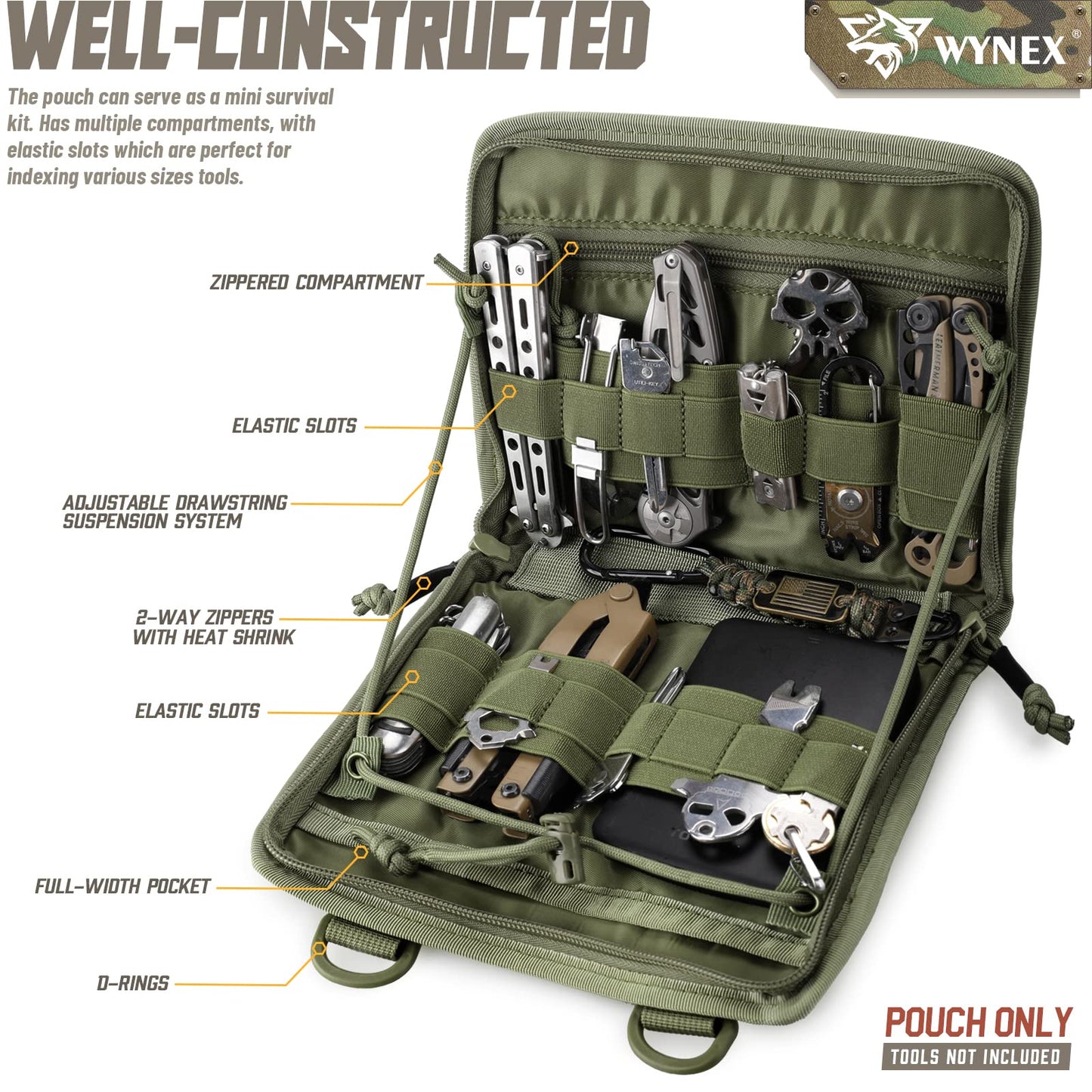 WYNEX Tactical Molle Admin Pouch, Laser-Cut, EDC Organizer Tool Pouch
