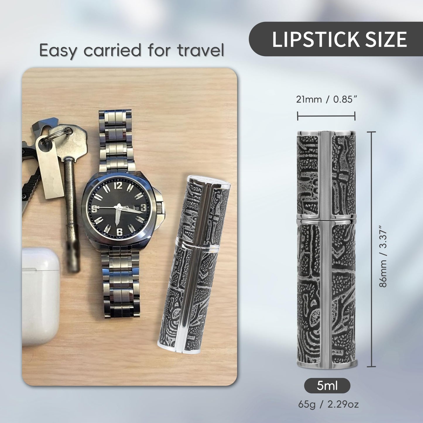 muilsae Perfume Spray Bottle 5ml, Ancient Print Leather Refillable Dispenser Bottom Fill Fragrance Scent Container, Portable and Leak-proof Suitable for Traveling & Outgoing, AG00AQ (Egypt Prink)