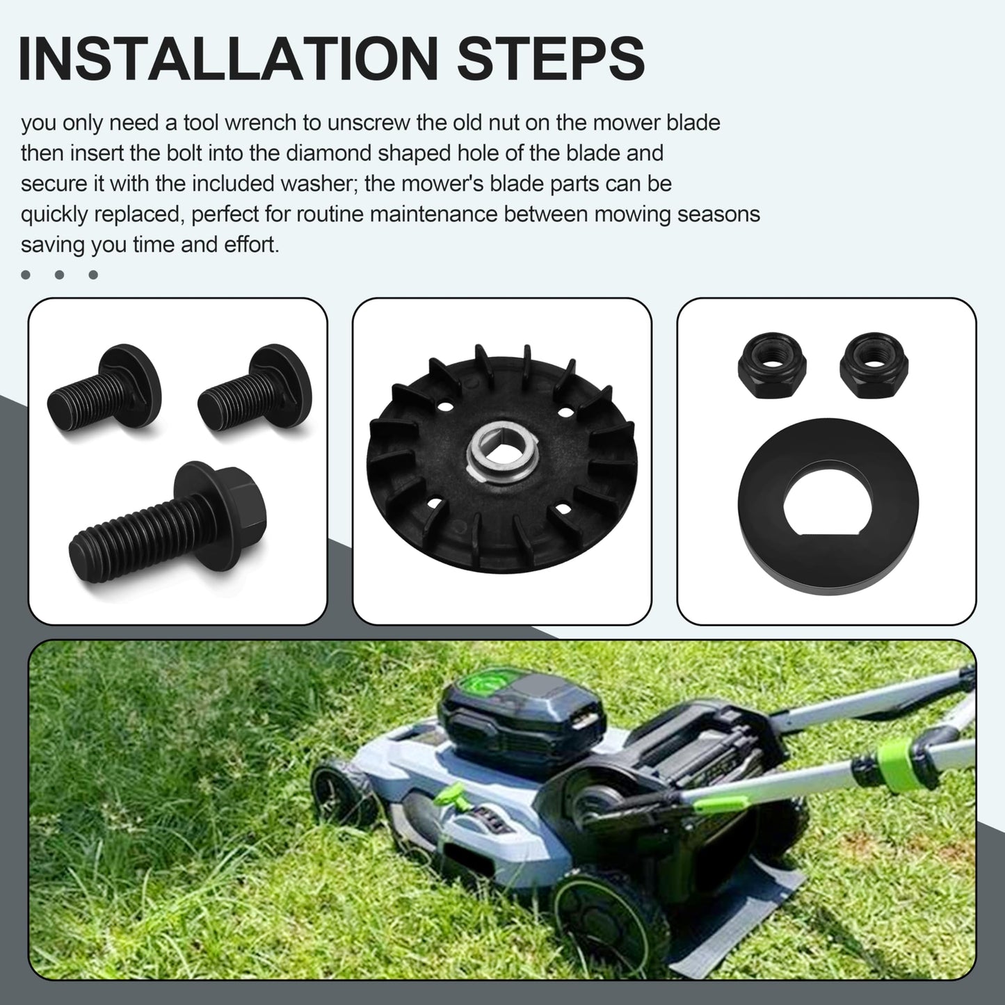 Skyolaq Blade Bolt Washer Kit for EGO 21" Dual Blades Mowers