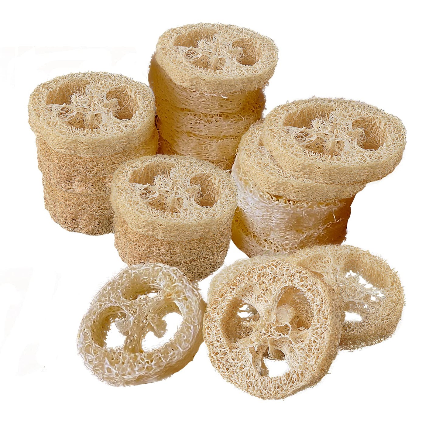 Natural Loofah Sponge for Soap Making, 20 Pack Organic Loofahs Slices Cuts Set, Loofa Exfoliating Body Scrubber, Shower Sponge Luffas for Women and Men