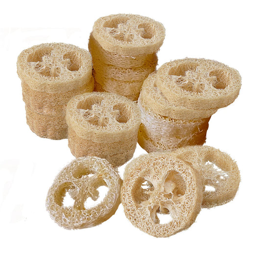 Natural Loofah Sponge for Soap Making, 20 Pack Organic Loofahs Slices Cuts Set, Loofa Exfoliating Body Scrubber, Shower Sponge Luffas for Women and Men