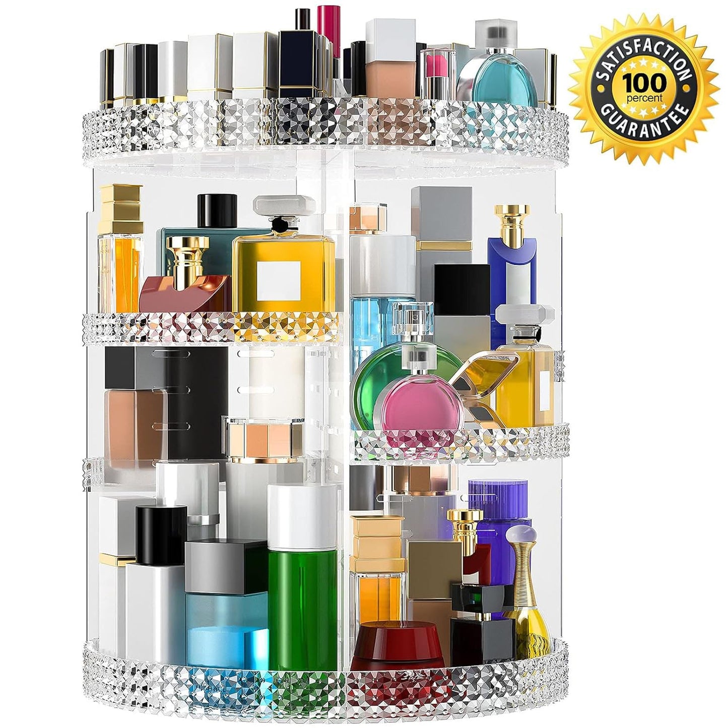 Famitree 360 Rotating Makeup Organizer Countertop, Clear Acrylic Large Perfume Organizer, Organizador De Perfumes, 7 Layers Make Up Organizer and Storage Fits for Vanity and Bathroom - X-Large Clear