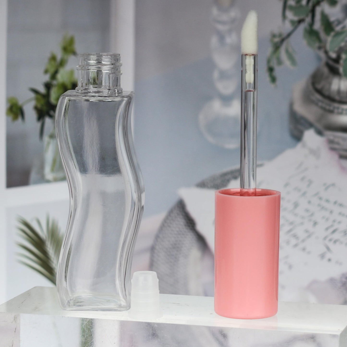 COSIDEA 30 pcs 15ml Pink Empty lip gloss tubes S-shaped lipgloss tube container bottles for coconut oil liptin refill