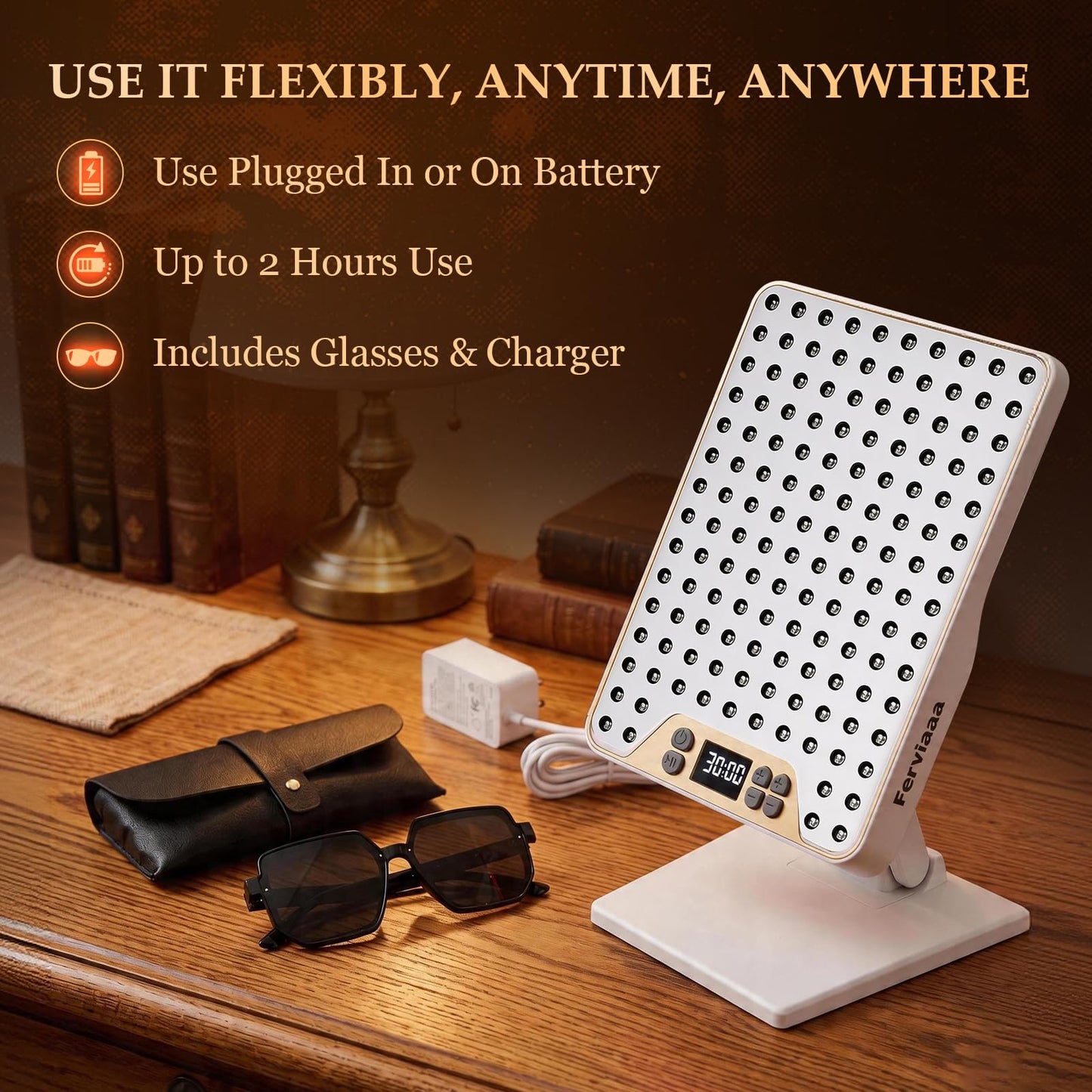 Rechargeable Red Light Therapy Panel with 4 Wavelengths 630/660/810/850nm, 138 LEDs High Power for Face & Body, Near Infrared Light Therapy Lamp with Adjustable Stand & Timer