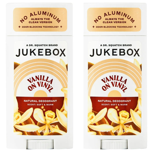 Jukebox Natural Deodorant for Women–Vanilla on Vinyl-Aluminum-Free, No Baking Soda, No Harsh Chemicals, Odor Blocking Technology, Vanilla Bean, Ylang Ylang, Amber-a Dr. Squatch Brand-2.65oz, 2 Pack