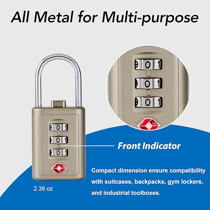 Combination Lock TSA Approved Lock 3 Digit Code Padlock Luggage Lock for Bags, Luggage, Backpacks, Toolboxes, Suitcases, Storage Cabinets (12 Pack)
