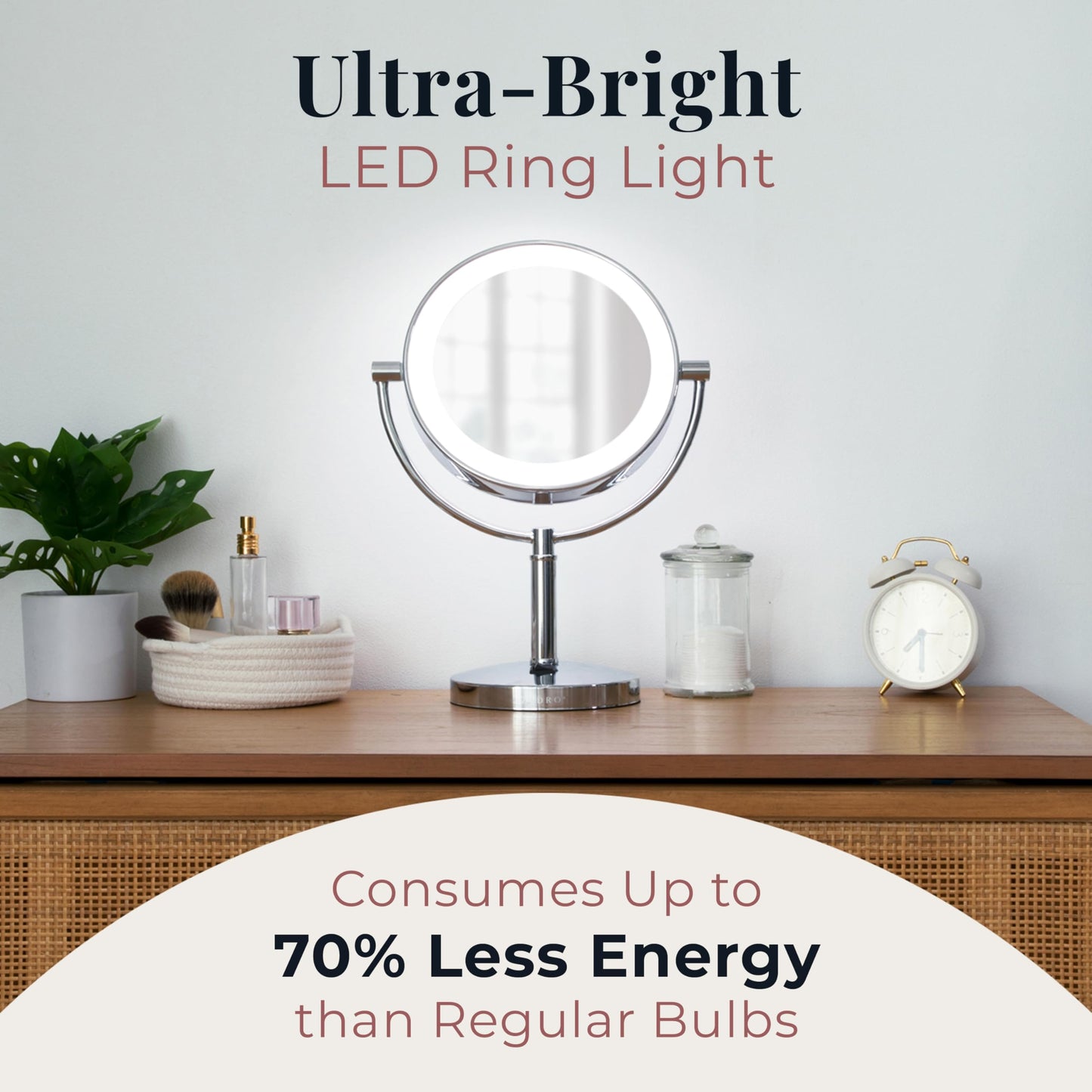 Zadro Laguna 11" Makeup Mirror with Lights and Magnification LED Lighted Makeup Mirror with Magnification 5X/1X