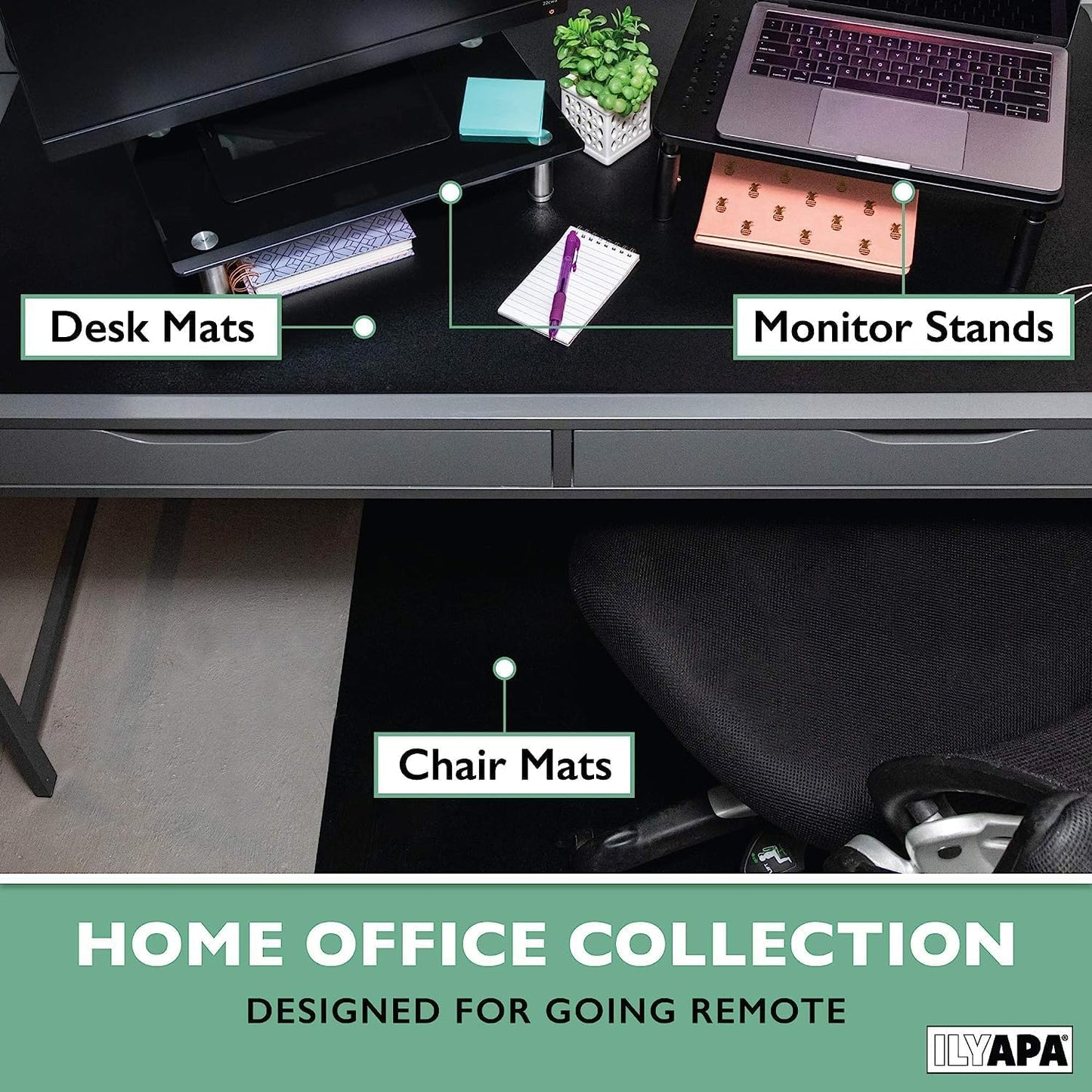Ilyapa Office Desk Mat Clear - 17 x 36 Inch Plastic Computer Mat with Anti Slip Texture